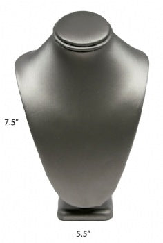 Steel Gray Leatherette Necklace Jewelry Display Bust Stand Small