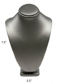 Steel Gray Leatherette Necklace Jewelry Display Bust Stand Small