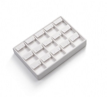 White Leatherette 15 Earring Tray