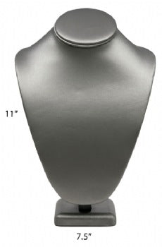 Steel Gray Leatherette Necklace Jewelry Display Bust Stand Large