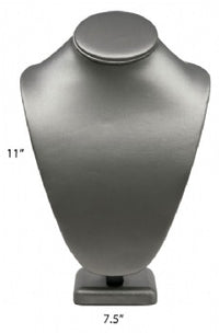Steel Gray Leatherette Necklace Jewelry Display Bust Stand Large