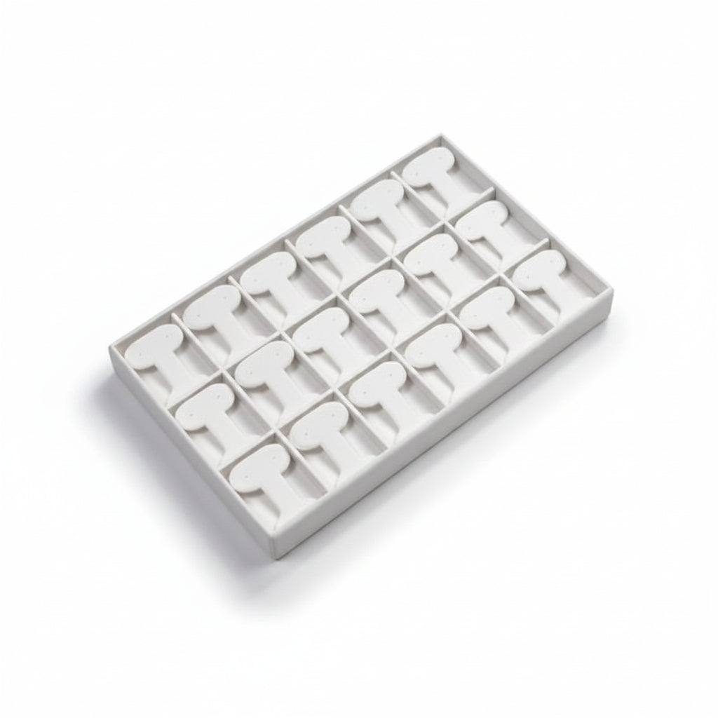 White Leatherette 18 Earring Tree Tray