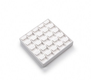 White Leatherette 25 Earring Tray