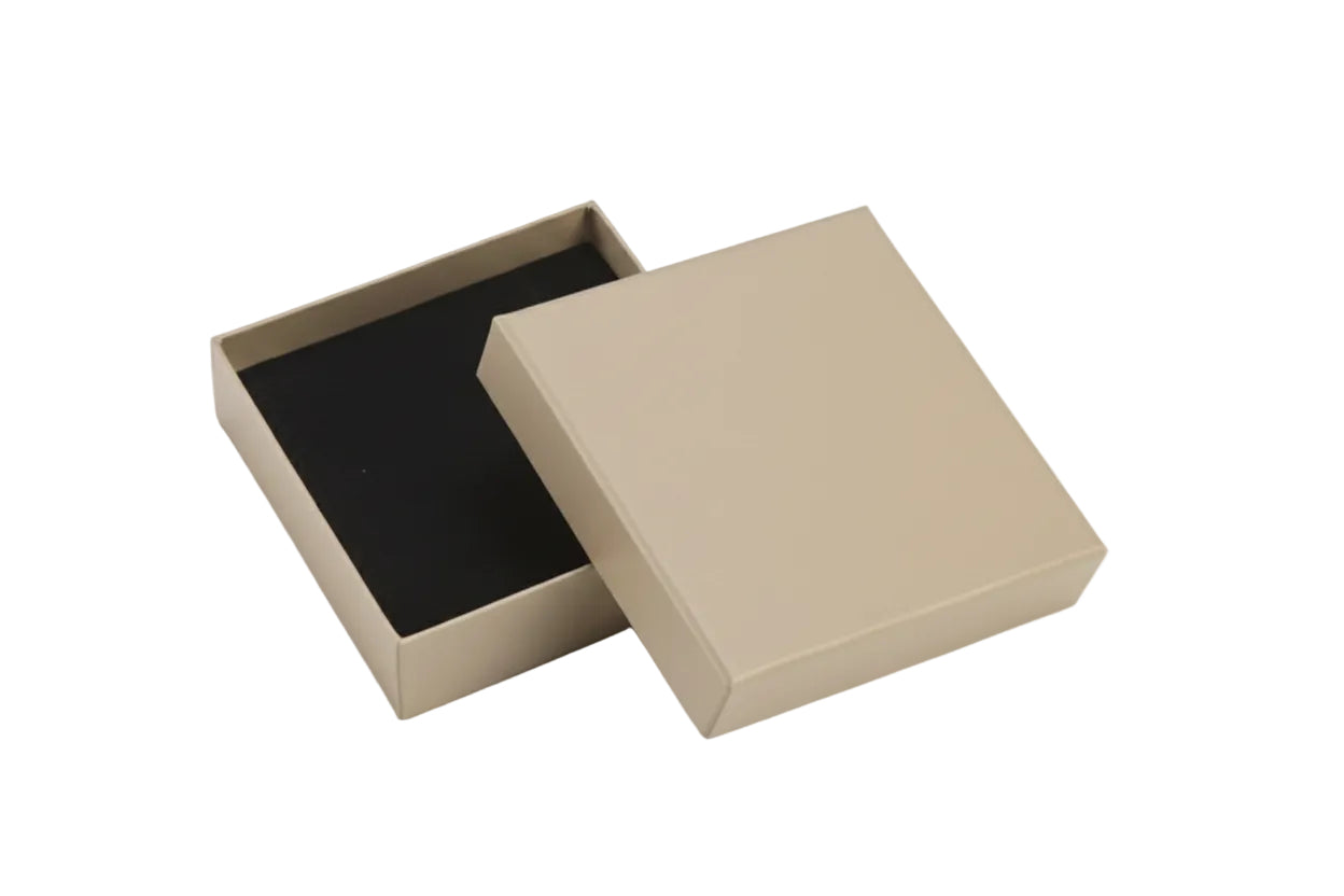 Beige colored open box