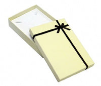 Beige Chocolate Beige Cardboard Necklace Box with a Bow