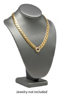 Steel Gray Leatherette Necklace Jewelry Display Bust Stand Large