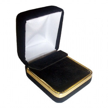 Velveteen Drop Earring Box with Gold Rim