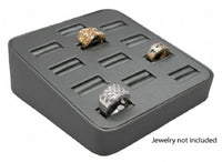 12 Slot Steel Gray Ring/Cufflink Tray Stand Holder Jewelry Display