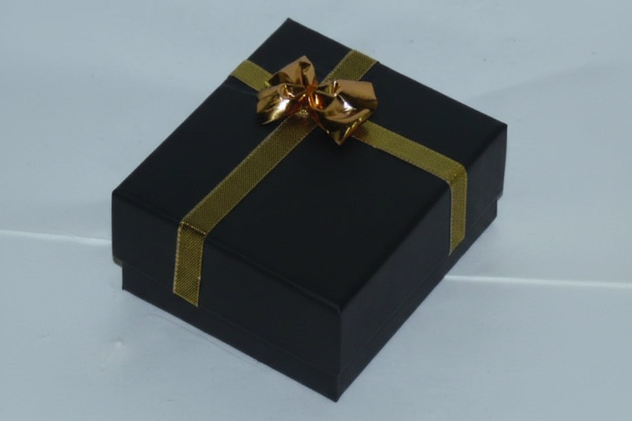 Black Cardboard Wide Pendant Box with a Bow