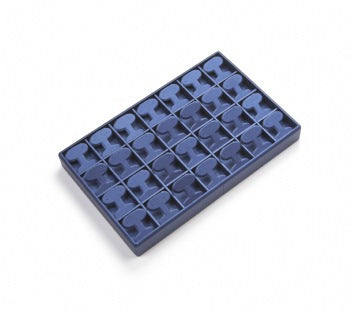 Navy Blue Leatherette 28 Earring Tree Tray