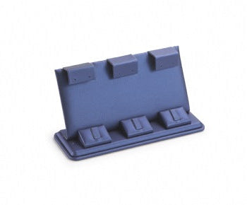 Navy Blue Leatherette 3 Pairs Earring/Ring Stand