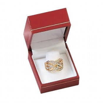 Leatherette with Gold Rim Ring Finger Box