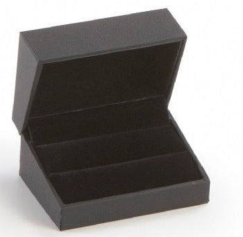 Black Textured Leatherette Double Ring Slot Box