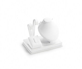 White Leatherette Earring,Ring, Pendant Stand