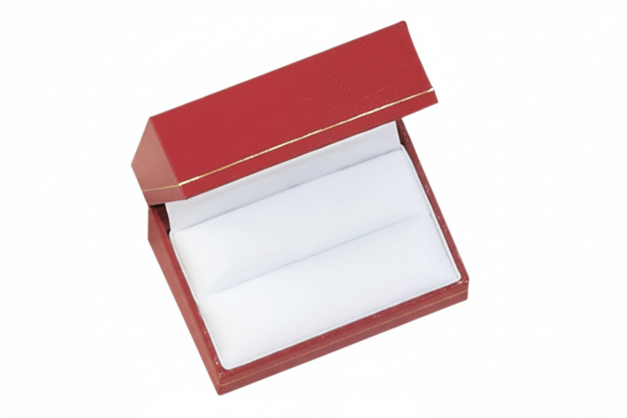 Leatherette with Gold Rim Double Ring Box