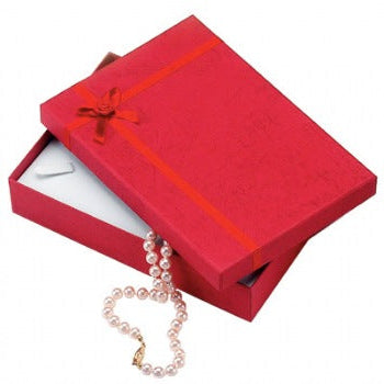 Assorted Colors Cardboard Necklace Box with Bow