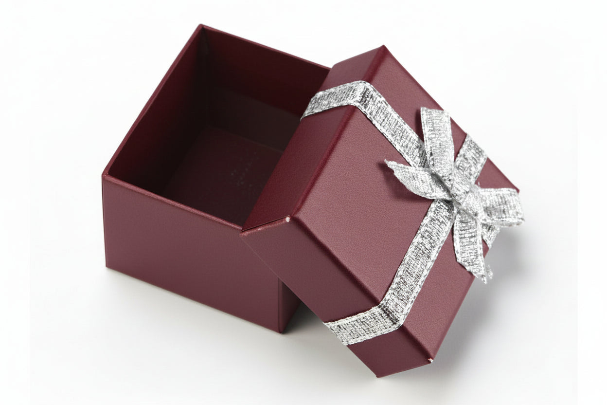 Burgundy Cardboard Ring Box with a Bow