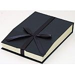 Navy Linen Paper Necklace Box with Magnetic Closure