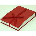 Red Linen Paper Necklace Box with Magnetic Closure