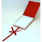 Red Linen Paper Necklace Box with Magnetic Closure