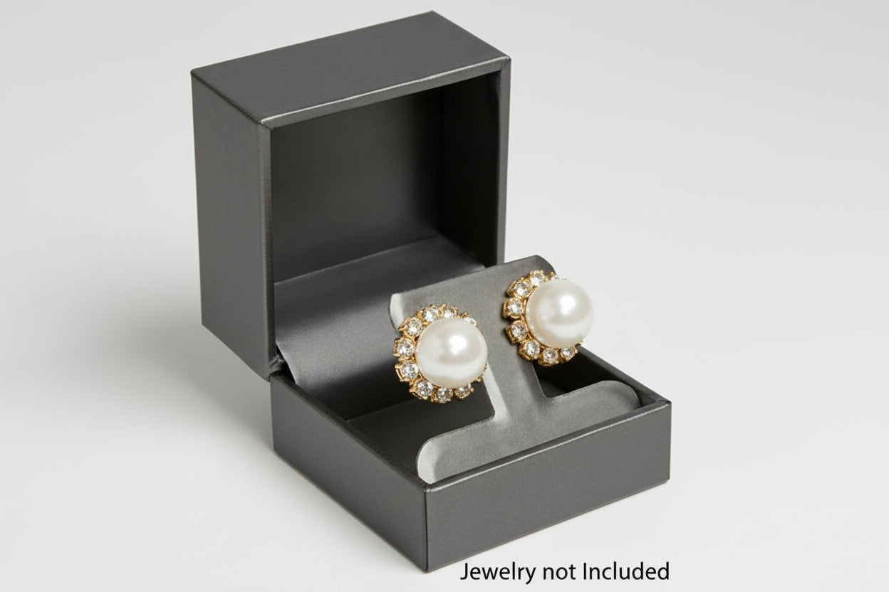 Silver Leatherette Earring Tree Box