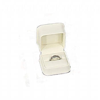 Beige Plush Cream Faux Leather Box Ring