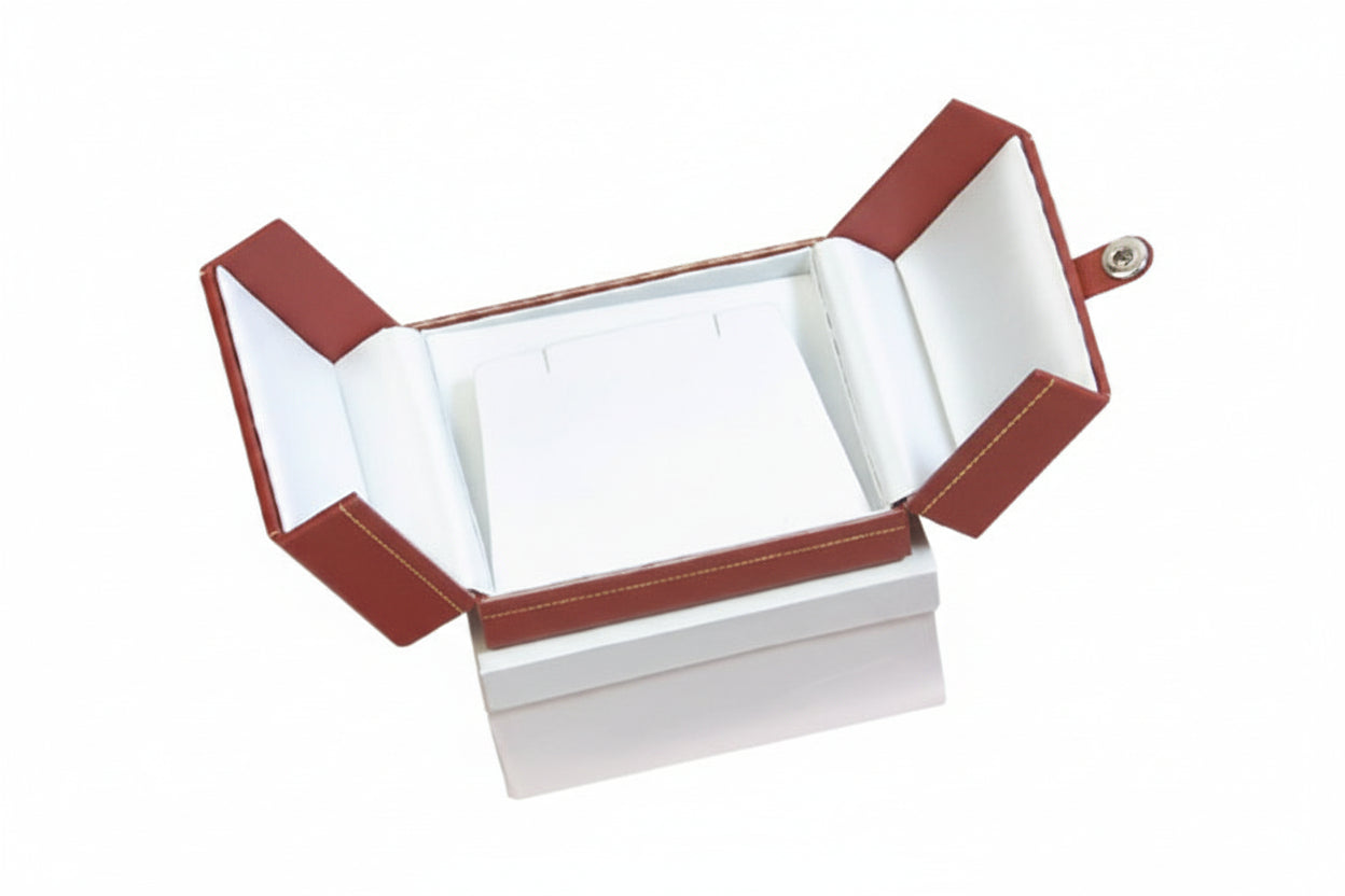A red Leatherette Double Door Earring Box