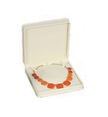 Plush Cream Faux Leather Box Necklace
