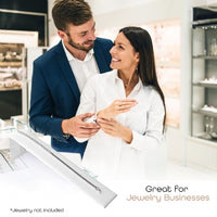 Novel Box Slim Bracelet & Watch Jewelry Display Ramp In White Leatherette