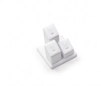 White Leatherette 3 Clip Ring Stand