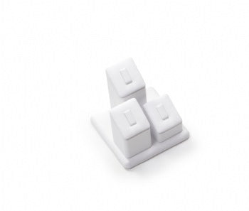 White Leatherette 3 Clip Ring Stand