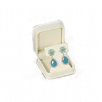 Plush Cream Faux Leather Box Large Earring