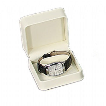 Plush Cream Faux Leather Box Bracelet / Watch