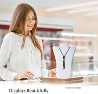 Novel Box 14.5" White Leatherette Linen Velvet Necklace Chains Pendant Jewelry Foldable