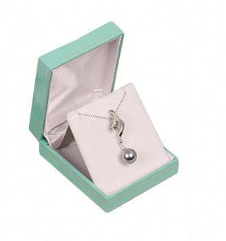 Teal Blue Leatherette Pendant Box