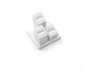 White Leatherette 3 Ring Slot Stand