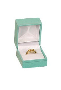 Teal Blue Leatherette Ring Box
