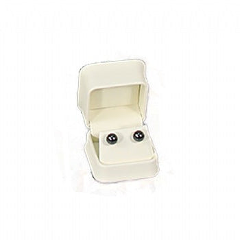 Beige Plush Cream Faux Leather Box Earring