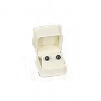Beige Plush Cream Faux Leather Box Earring