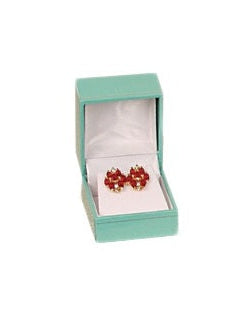 Teal Blue Leatherette Earring Box