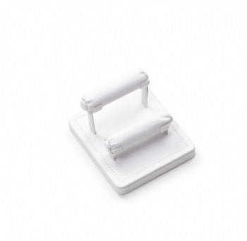 White Leatherette 2 Bar Ring Stand