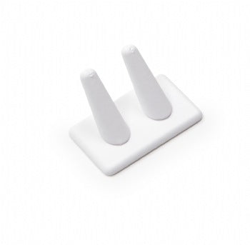 White Leatherette 2 Ring Finger Display