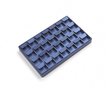 Navy Blue Leatherette 28 Earring Tray