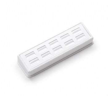 White Leatherette 9 Ring Slot Stand