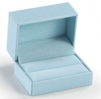 Light Blue Leatherette Double Ring Slit Box