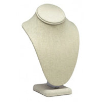 Beige Linen Necklace Jewelry Display Bust Stand Medium