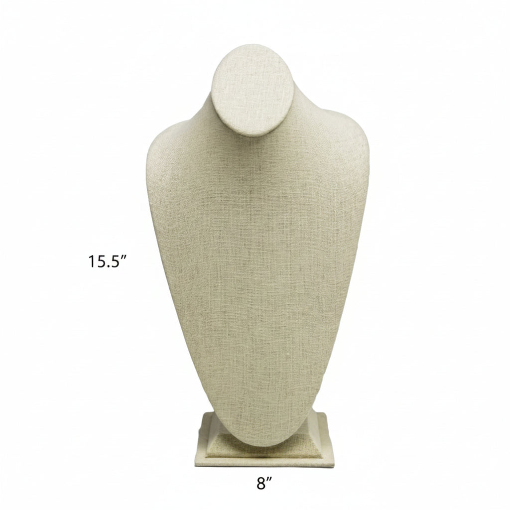 Beige Linen Necklace Jewelry Display Bust Stand X-Large