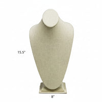 Beige Linen Necklace Jewelry Display Bust Stand X-Large