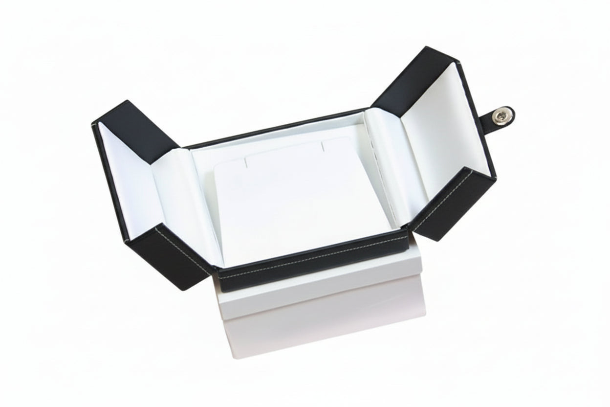 Black Leatherette Double Door Earring Box