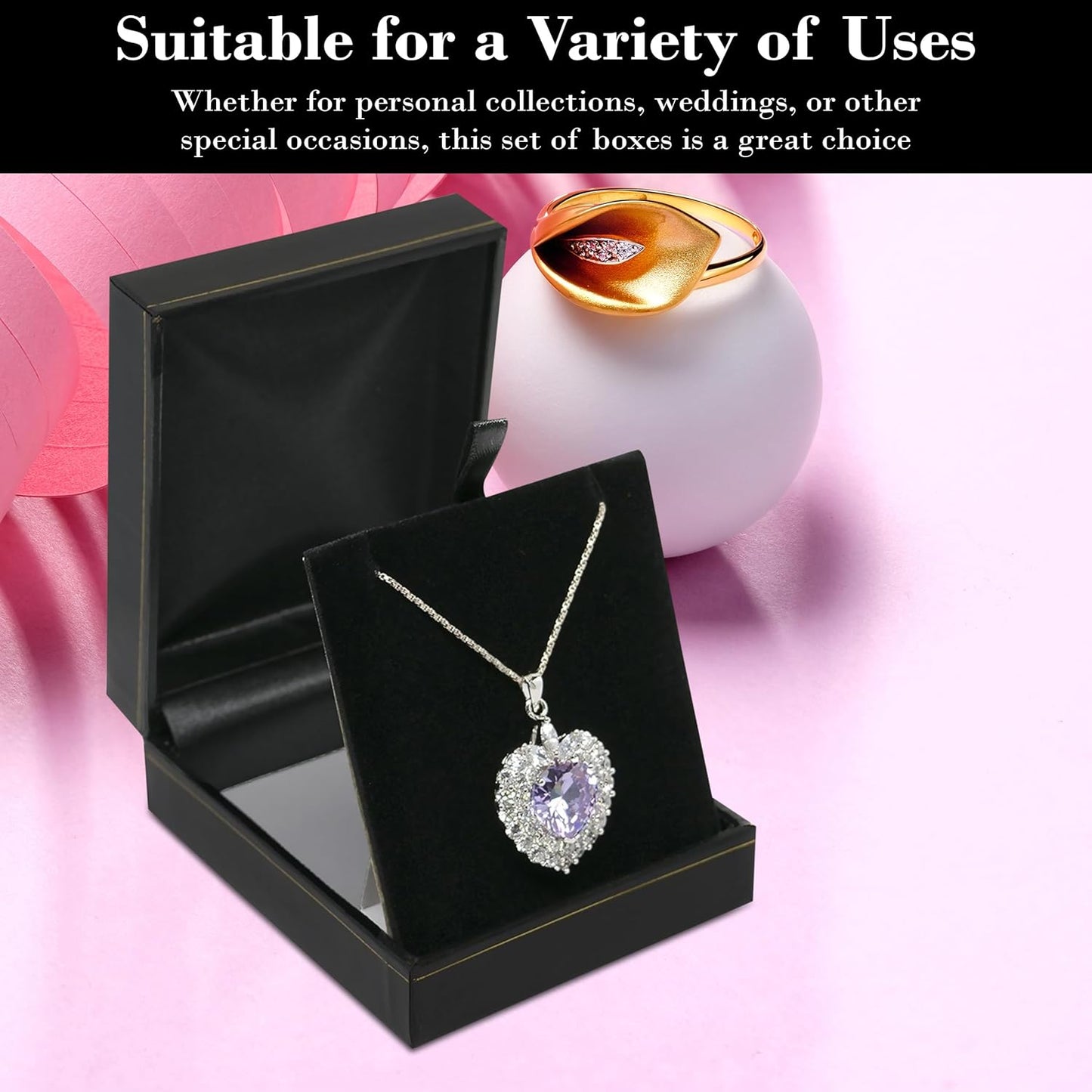 Leatherette with Gold Trim Large Pendant Box